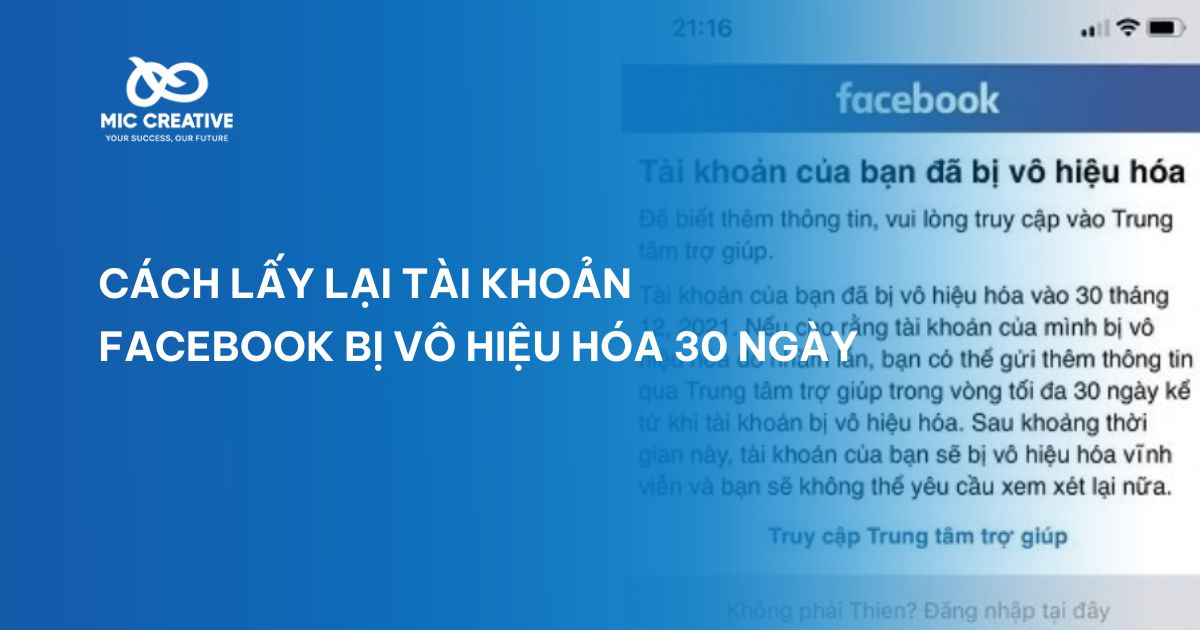 CÁCH LẤY LẠI TÀI KHOẢN FACEBOOK BỊ VÔ HIỆU HÓA 30 NGÀY